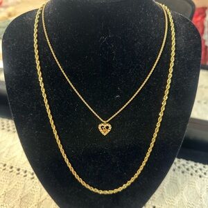 Dior crystal heart gold necklace with unbranded European style chain